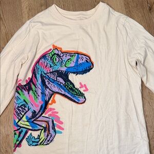 Kids Long Sleeve Dinosaur Graphic Tee - Cream